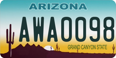 AZ license plate AWA0098