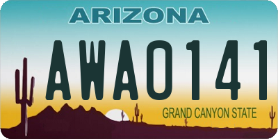 AZ license plate AWA0141