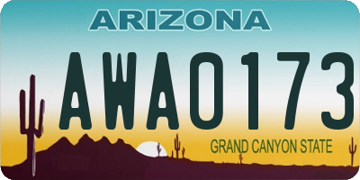 AZ license plate AWA0173