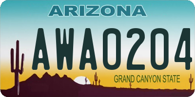AZ license plate AWA0204