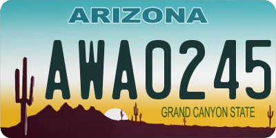 AZ license plate AWA0245