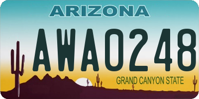 AZ license plate AWA0248
