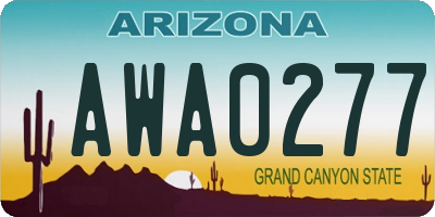 AZ license plate AWA0277