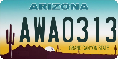 AZ license plate AWA0313