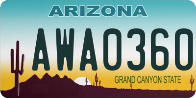 AZ license plate AWA0360