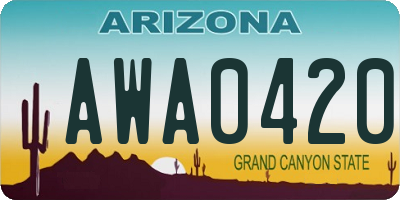 AZ license plate AWA0420