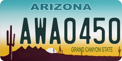 AZ license plate AWA0450