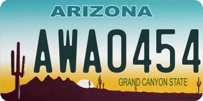 AZ license plate AWA0454