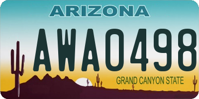 AZ license plate AWA0498