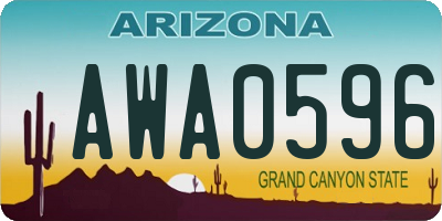 AZ license plate AWA0596