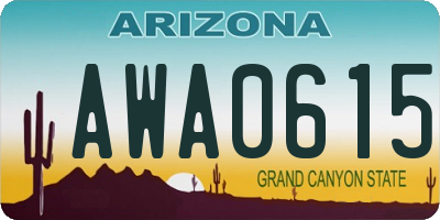 AZ license plate AWA0615