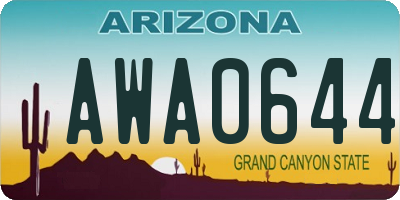 AZ license plate AWA0644