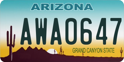 AZ license plate AWA0647