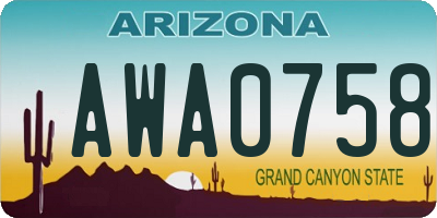AZ license plate AWA0758