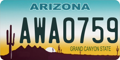 AZ license plate AWA0759