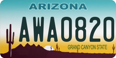 AZ license plate AWA0820
