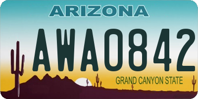 AZ license plate AWA0842