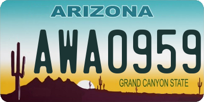 AZ license plate AWA0959