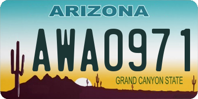 AZ license plate AWA0971
