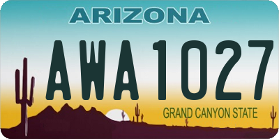 AZ license plate AWA1027
