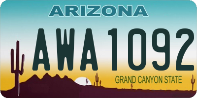AZ license plate AWA1092