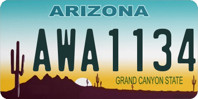 AZ license plate AWA1134