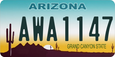 AZ license plate AWA1147
