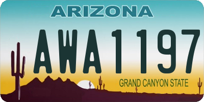 AZ license plate AWA1197