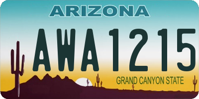 AZ license plate AWA1215
