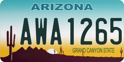 AZ license plate AWA1265