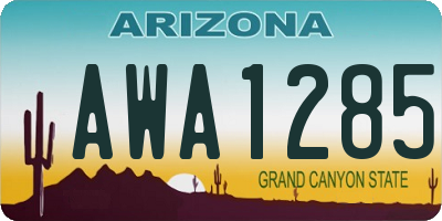 AZ license plate AWA1285