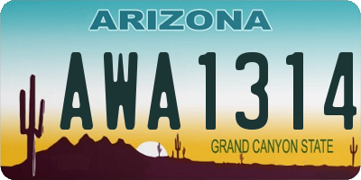 AZ license plate AWA1314