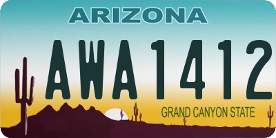 AZ license plate AWA1412