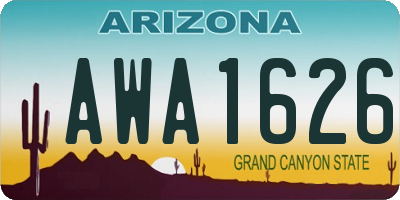 AZ license plate AWA1626