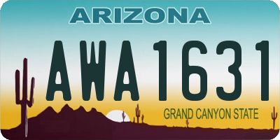 AZ license plate AWA1631