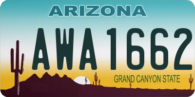 AZ license plate AWA1662