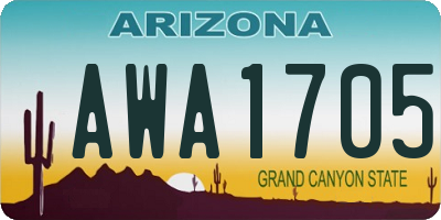 AZ license plate AWA1705