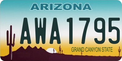 AZ license plate AWA1795