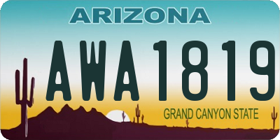 AZ license plate AWA1819