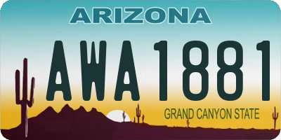 AZ license plate AWA1881