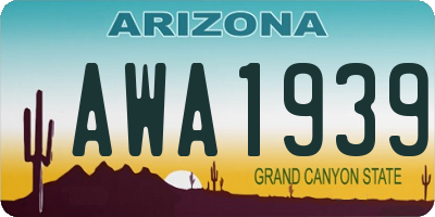 AZ license plate AWA1939