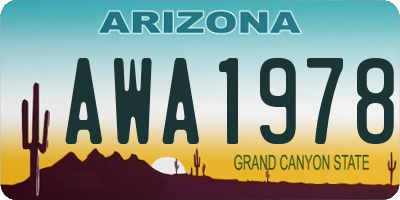 AZ license plate AWA1978