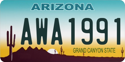 AZ license plate AWA1991