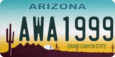 AZ license plate AWA1999
