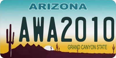 AZ license plate AWA2010