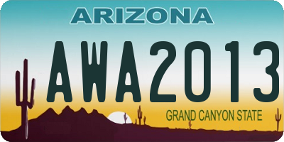 AZ license plate AWA2013