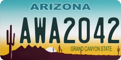 AZ license plate AWA2042