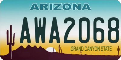 AZ license plate AWA2068