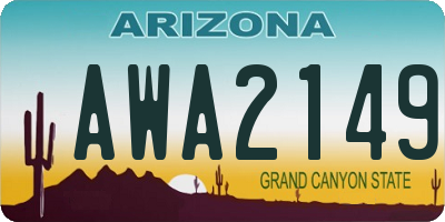 AZ license plate AWA2149