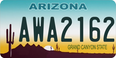 AZ license plate AWA2162
